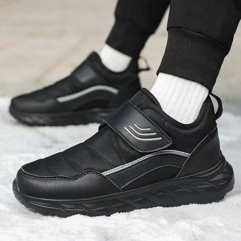Men Shoes Velcro - รองเท้าบูทหิมะข้อสั้นแบบมีสายรัดสำหรับผู้ชาย รุ่นใหม่สำหรับฤดูหนาว ขนาดใหญ่ พื้นนุ่ม กันลื่น หัวมน