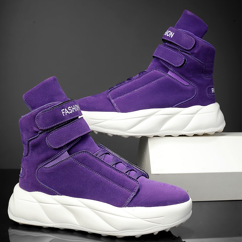 Men Shoes Velcro - 2026 สีม่วงรองเท้าผ้าใบผู้ชายเวลโครแพลตฟอร์มรองเท้าหนาแฟชั่นสตรีทแวร์รองเท้าลำลองสำหรับเดินจัดส่งฟรี