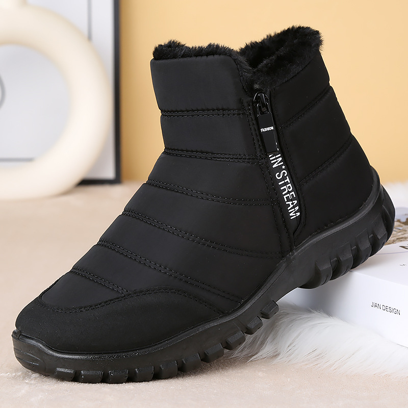 Men'S Shoes Dress Casual - รองเท้าบูทหุ้มข้อกันน้ำกันลื่นสำหรับผู้ชาย รองเท้าลำลองให้ความอบอุ่นบุด้วยขนสัตว์ ไซส์ใหญ่พิเศษ รองเท้าคู่สำหรับคู่รัก Chaussure Homme
