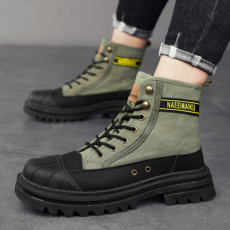 Men'S Shoes Dress Casual - รองเท้าบูทผ้าใบผู้ชายแฟชั่นทรงสูง รองเท้าลำลองใส่สบาย ระบายอากาศได้ดี รองเท้าทำงานสำหรับผู้ชาย รองเท้าบูทข้อเท้าดีไซน์หรูหรา รองเท้าผู้ชาย