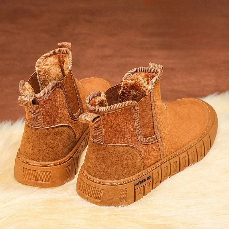 Men Shoes Online - ​ รองเท้าผ้าฝ้ายบุขนหนานุ่มกันลื่นสไตล์ภาคเหนือสำหรับผู้ชาย ใส่ได้ในฤดูหนาวที่มีหิมะตก ​