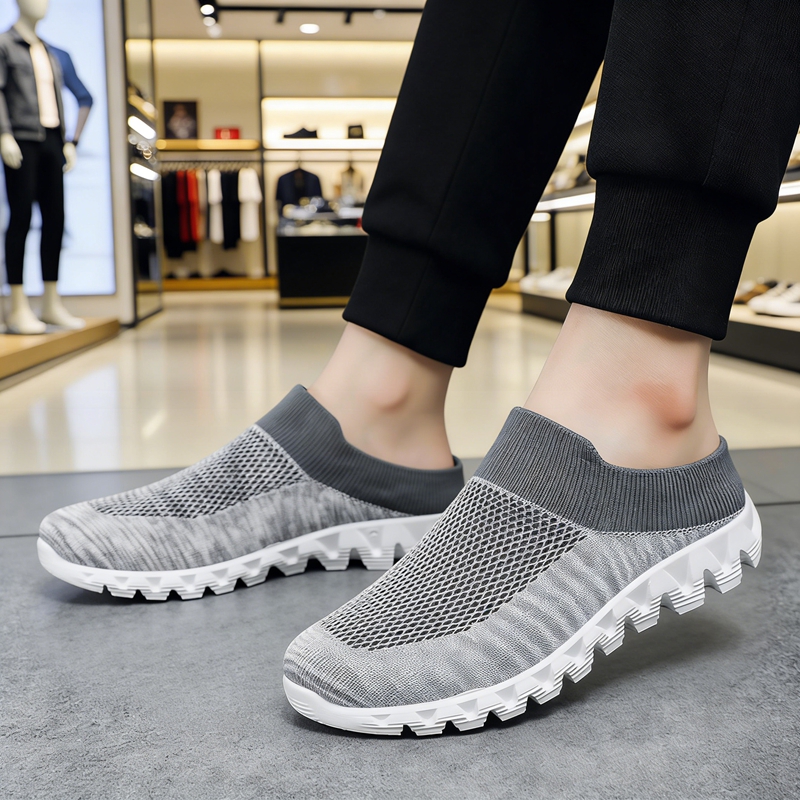 Men'S Shoes Half Cut - รองเท้าลำลองผู้ชายแบบสวมครึ่งเท้า ดีไซน์ทันสมัย ระบายอากาศได้ดี น้ำหนักเบา ใส่สบาย เหมาะสำหรับเล่นกีฬาและใช้งานได้หลากหลาย