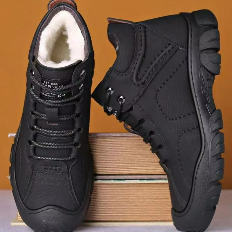 Men'S Shoes Dress Casual - รองเท้าบูทผู้ชายแบบผูกเชือก รองเท้าบูทข้อเท้า รองเท้าบูทผู้ชายบุขนกำมะหยี่สำหรับฤดูหนาวใหม่ รองเท้าลำลองทำงานกันลื่น รองเท้าบูทผ้าฝ้ายอุ่น รองเท้าบูทหิมะผู้ชายหุ้มข้อสูงสำหรับกิจกรรมกลางแจ้ง