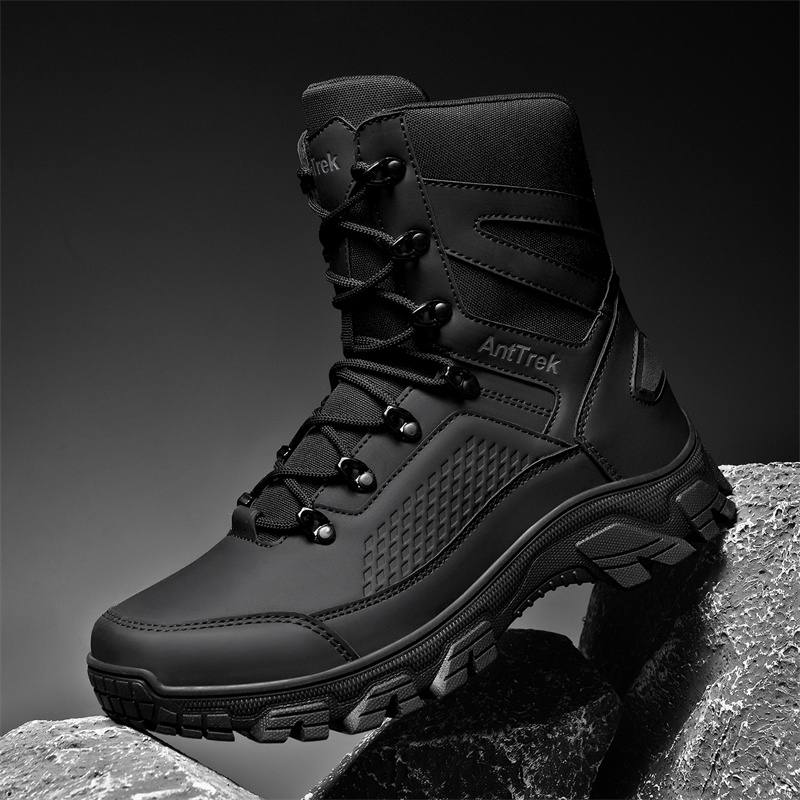 Men'S Shoes Hiking - รองเท้าบูทผู้ชายสำหรับการฝึกซ้อมกลางแจ้ง ใช้ได้ทุกฤดู หุ้มข้อสูง กันลื่น กันน้ำ แฟชั่น