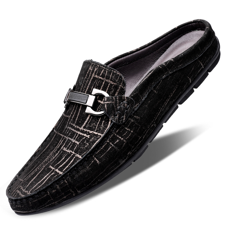 Men'S Shoes Half Cut - รองเท้าลำลองแบบสวมสำหรับผู้ชาย, รองเท้ามูลเลอร์, รองเท้าส้นเตี้ยสำหรับฤดูใบไม้ผลิและฤดูร้อน, รองเท้าขับรถพื้นเรียบขนาดใหญ่