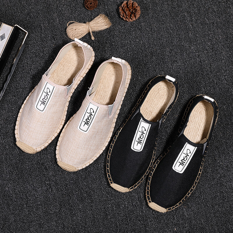Men Shoes Loafers - รองเท้าลำลองผู้ชายผ้าลินิน รองเท้าโลฟเฟอร์ รองเท้าสานแบบชาวประมง รองเท้าทำมือผู้ชาย รองเท้าเอสปาดริลล์ รองเท้าขับรถผู้ชายสุดหรู