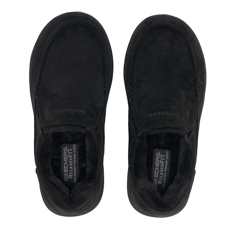 Men Shoes Online - รองเท้าเดินบุขนแกะสำหรับผู้ชาย Skechers รุ่น 66445‑BLK แบบสวม ให้ความอบอุ่น