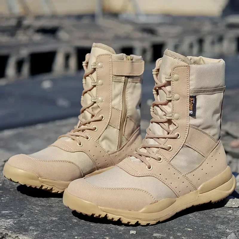 Men'S Shoes Hiking - รองเท้าบูทฝึกซ้อมฤดูร้อน รองเท้าทำงาน น้ำหนักเบา ระบายอากาศได้ดี รองเท้าบูททางยุทธวิธีแบบทหาร ไซส์ใหญ่