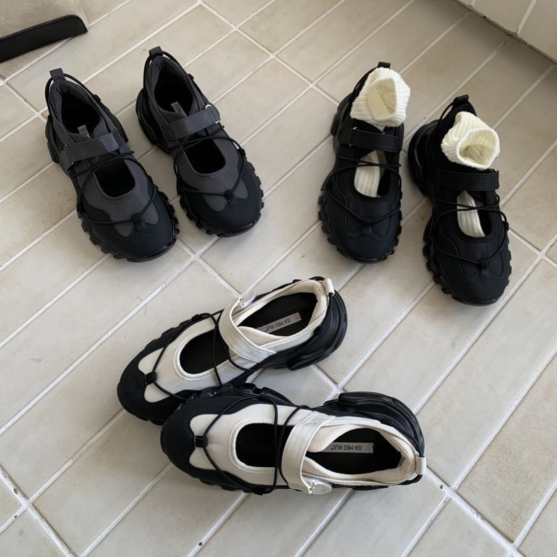 รองเท้าแมรี่เจนแบบสปอร์ตทรงหนา - Men Shoes Velcro บทวิจารณ์และราคา