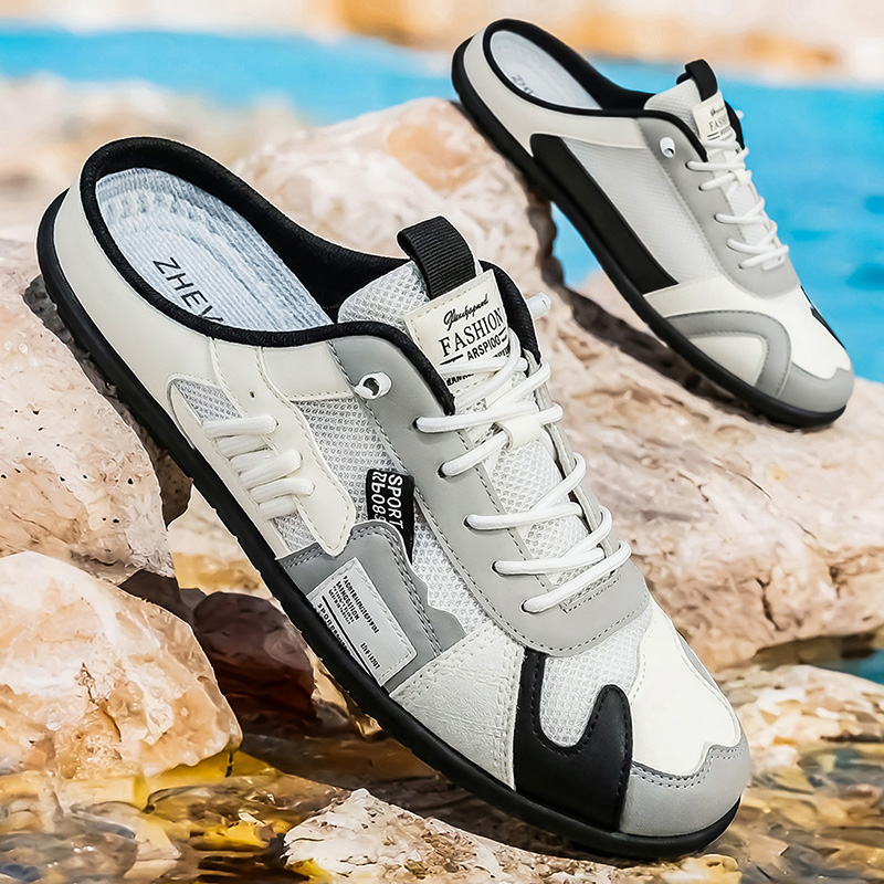 รองเท้าแตะครึ่งส้นแฟชั่นกลางแจ - Men'S Shoes Comfortable Walking บทวิจารณ์และราคา