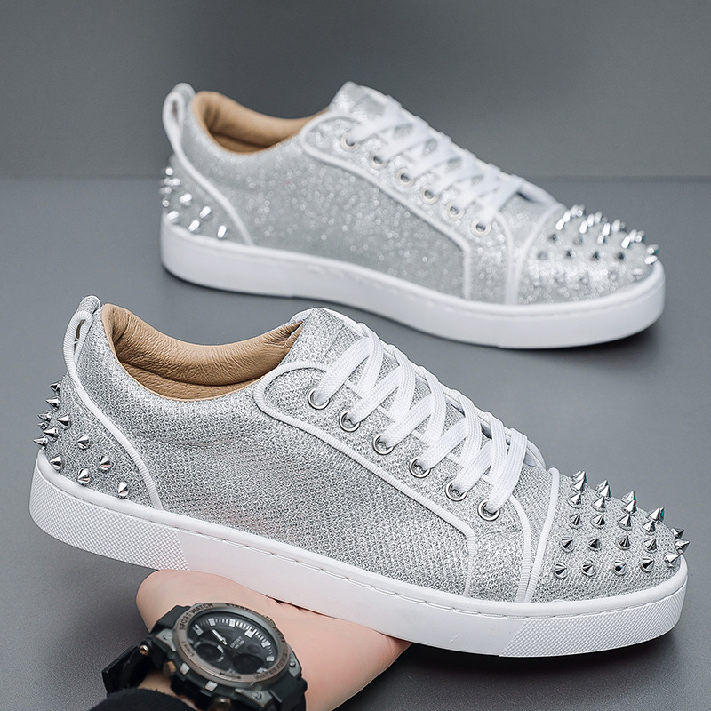 รองเท้าผ้าใบแฟชั่นสีเงินแบบใหม - Men Shoes Dior บทวิจารณ์และราคา