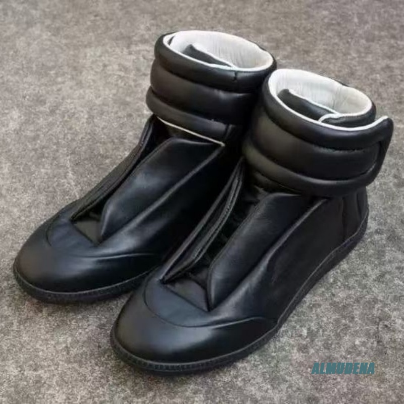 รองเท้าผ้าใบหุ้มข้อสูงสีดำล้วน - Men Shoes Velcro บทวิจารณ์และราคา